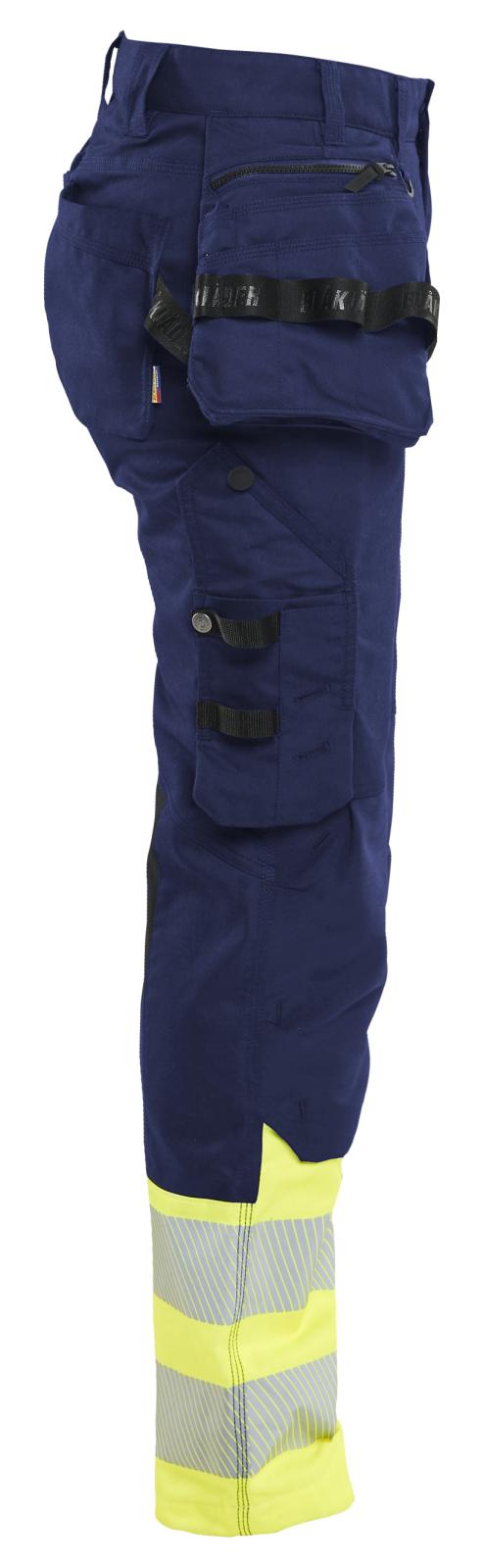 Blaklader Dames High Vis Werkbroek 70301149 Stretch gereedschapszakken HiVis marineblauw-fluo geel(8933)