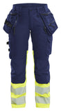 Blaklader Dames High Vis Werkbroek 70301149 Stretch gereedschapszakken HiVis marineblauw-fluo geel(8933)