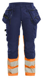 Blaklader Dames High Vis Werkbroek 70301149 Stretch gereedschapszakken HiVis marineblauw-oranje(8953)