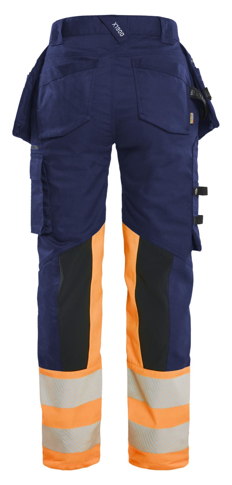 Blaklader Dames High Vis Werkbroek 70301149 Stretch met gereedschapszakken marineblauw-oranje(8953)