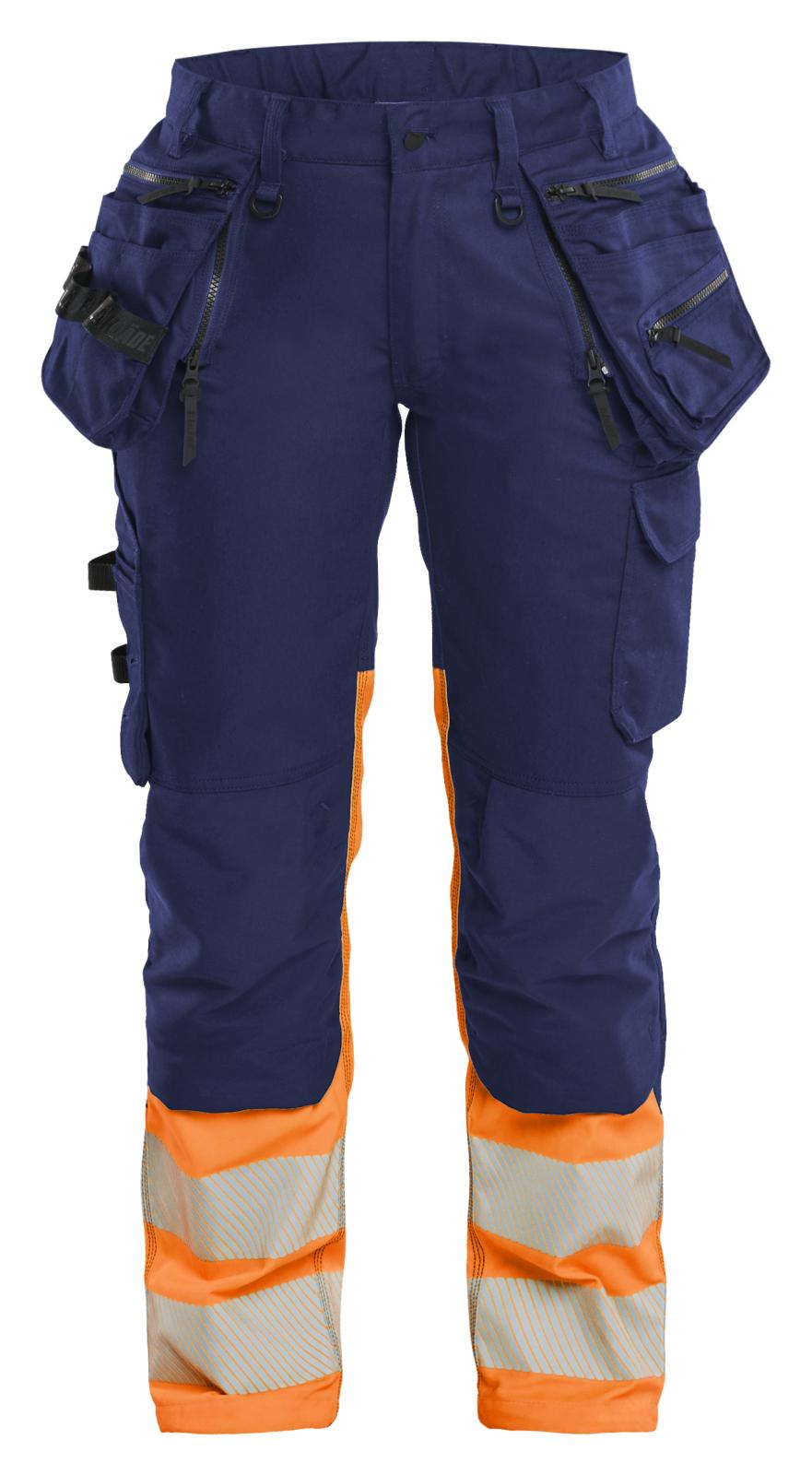 Blaklader Dames High Vis Werkbroek 70301149 Stretch met gereedschapszakken marineblauw-oranje(8953)