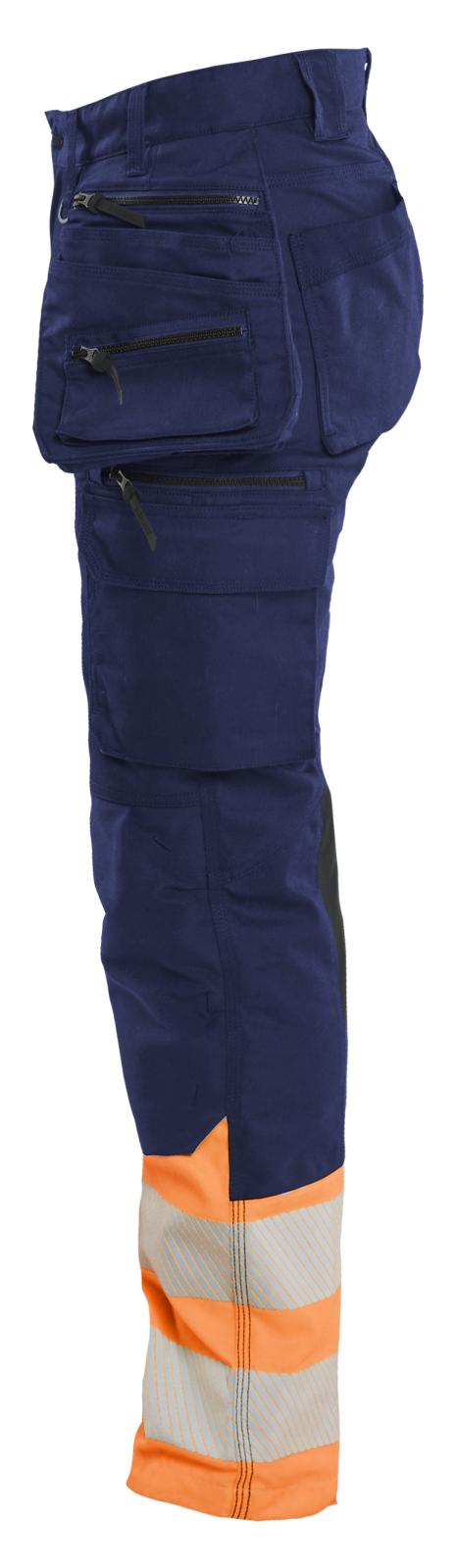 Blaklader Dames High Vis Werkbroek 70301149 Stretch gereedschapszakken HiVis marineblauw-oranje(8953)