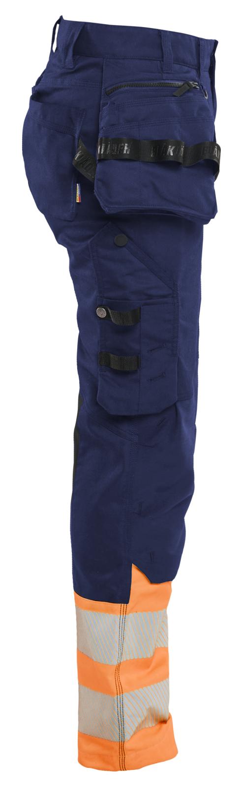 Blaklader Dames High Vis Werkbroek 70301149 Stretch gereedschapszakken HiVis marineblauw-oranje(8953)