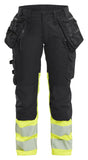 Blaklader Dames High Vis Werkbroek 70301149 Stretch gereedschapszakken HiVis zwart-fluo geel(9933)