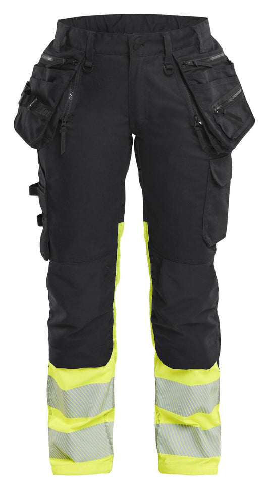 Blaklader Dames High Vis Werkbroek 70301149 Stretch gereedschapszakken HiVis zwart-fluo geel(9933)