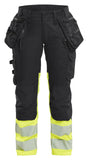 Blaklader Dames High Vis Werkbroek 70301149 Stretch gereedschapszakken HiVis zwart-fluo geel(9933)