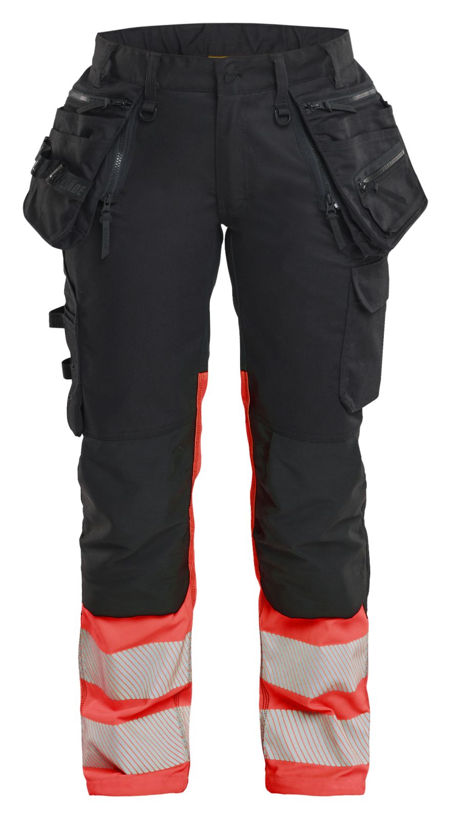 Blaklader Dames High Vis Werkbroek 70301149 Stretch gereedschapszakken HiVis zwart-fluo rood(9955)