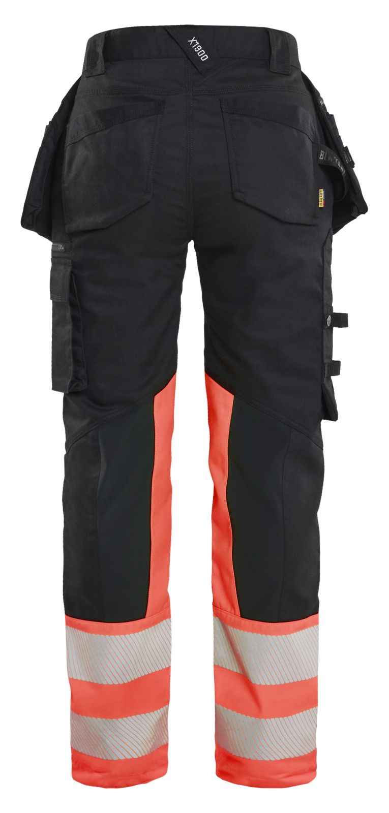 Blaklader Dames High Vis Werkbroek 70301149 Stretch gereedschapszakken HiVis zwart-fluo rood(9955)