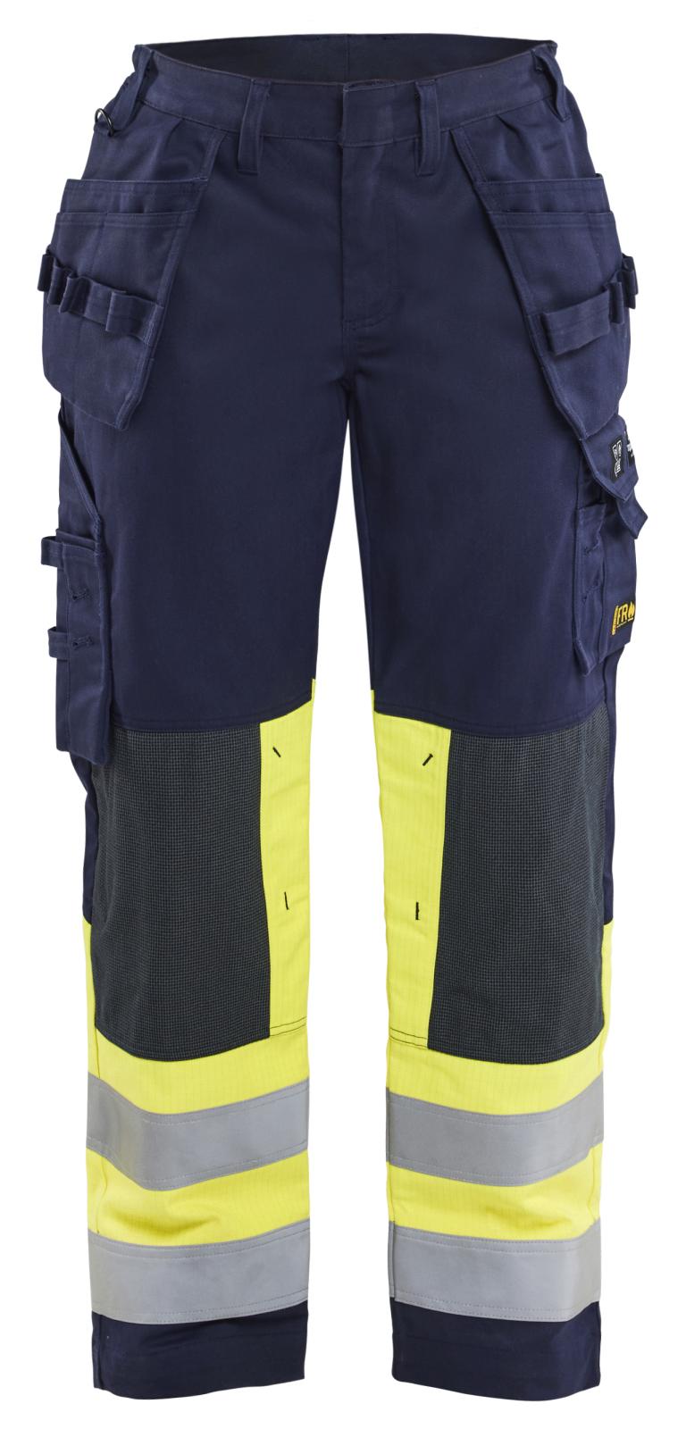 Blaklader Vlamvertragend Dames Multinorm Werkbroek 70811514 gereedschapszakken marineblauw-fluo geel(8933)