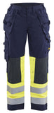 Blaklader Vlamvertragend Dames Multinorm Werkbroek 70811514 gereedschapszakken marineblauw-fluo geel(8933)