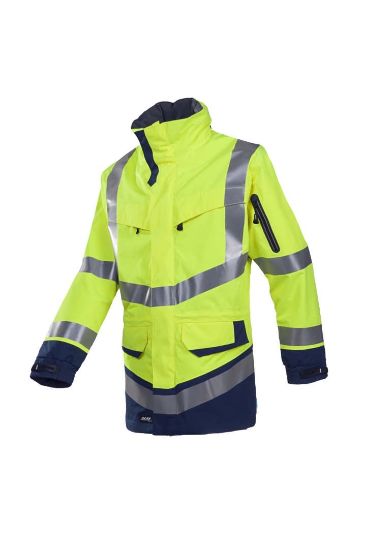 Sioen Jassen Windsor HiVis Inrits-systeem fluo geel-marineblauw