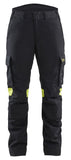 Blaklader High Vis 4-weg stretch Dames Werkbroeken 71071512 zwart-fluo geel(9933)