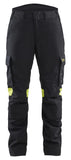 Blaklader High Vis Dames Werkbroeken 71071512 4-weg stretch zwart-fluo geel(9933)
