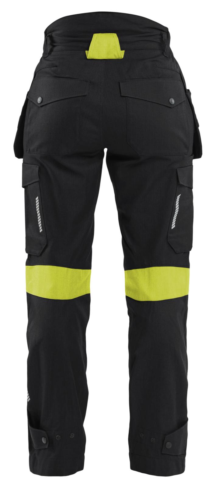 Blaklader High Vis Dames Werkbroeken 71081512 4-weg stretch zwart-fluo geel(9933)