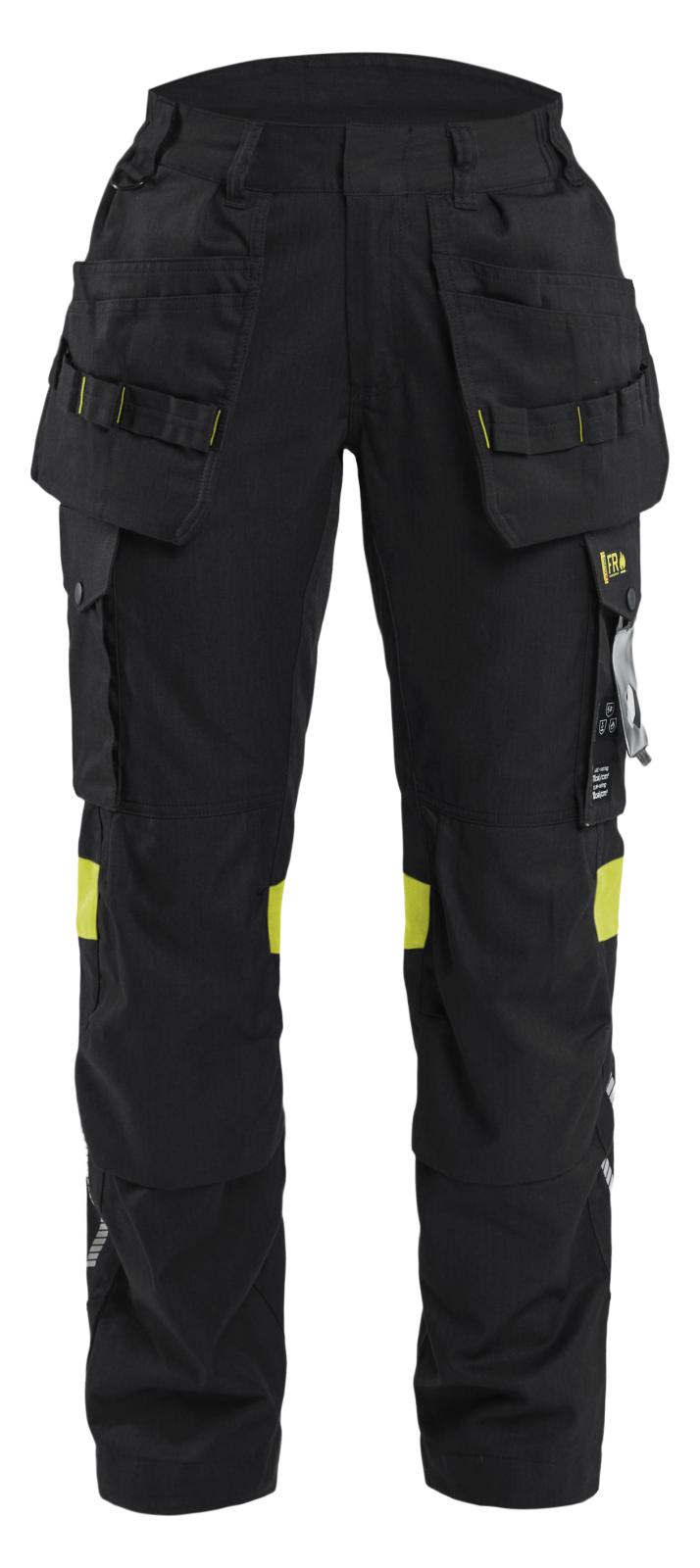 Blaklader High Vis Dames Werkbroeken 71081512 4-weg stretch zwart-fluo geel(9933)