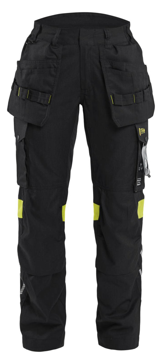 Blaklader High Vis Dames Werkbroeken 71081512 4-weg stretch zwart-fluo geel(9933)