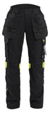 Blaklader High Vis Dames Werkbroeken 71081512 4-weg stretch zwart-fluo geel(9933)