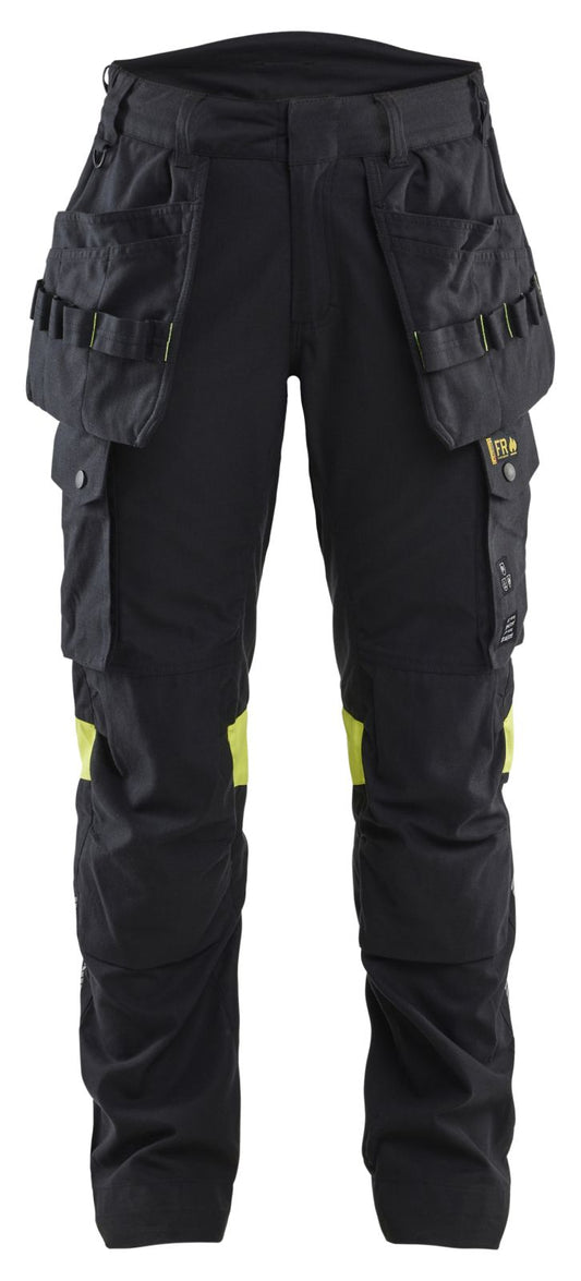 Blaklader High Vis 4-weg stretch Dames Werkbroeken 71081512 zwart-fluo geel(9933)