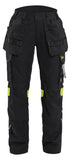 Blaklader High Vis Dames Werkbroeken 71081512 4-weg stretch zwart-fluo geel(9933)
