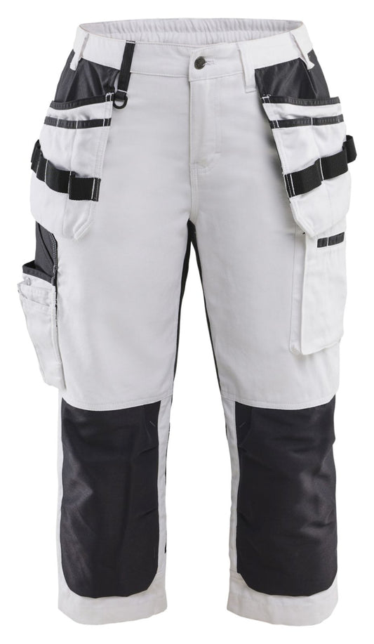 Blaklader Stukadoors/Schilders X1900 Dames piraatbroeken 71091310 schilders stretch wit-zwart(1099)