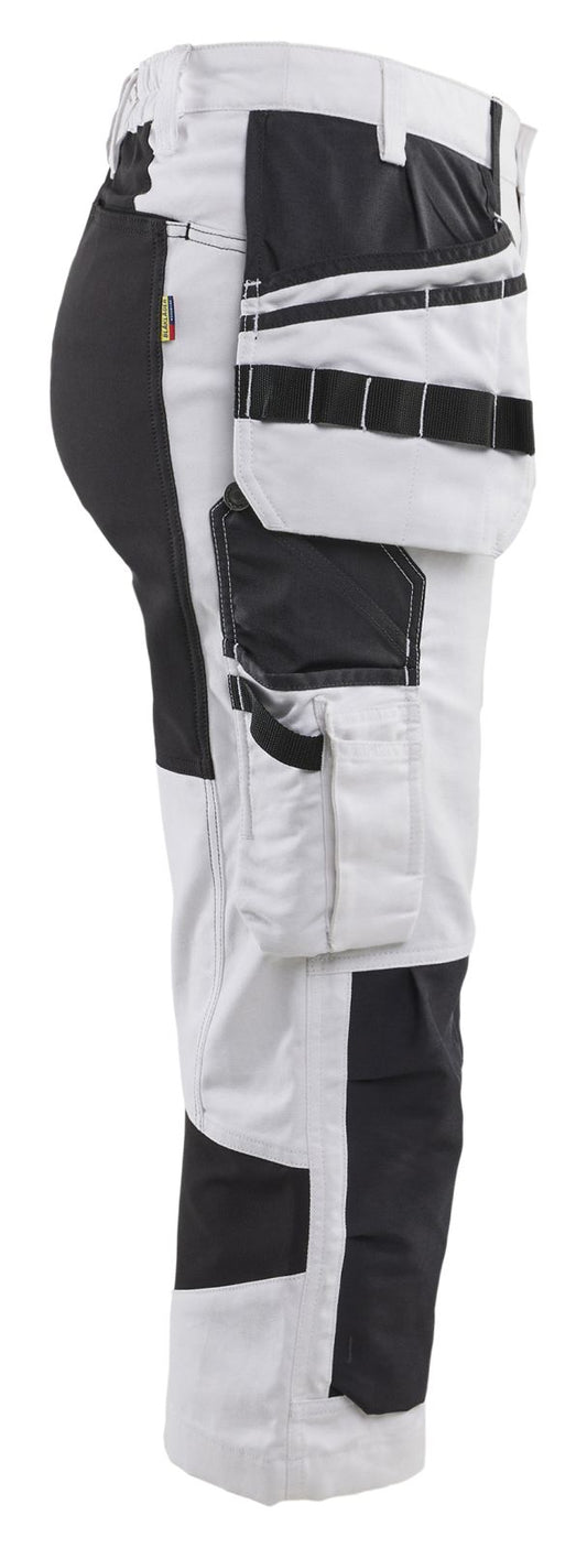 Blaklader Stukadoors/Schilders X1900 Dames piraatbroeken 71091310 schilders stretch wit-zwart(1099)