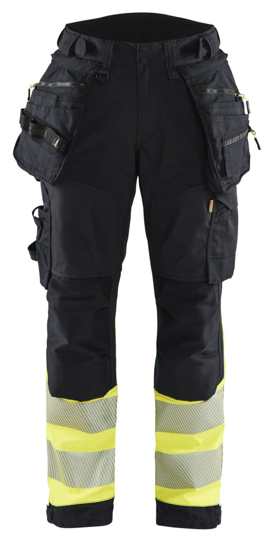 Blaklader High Vis Werkbroeken 71142513 dames HiVis waterdicht zwart-fluo geel(9933)