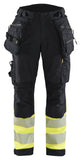 Blaklader High Vis Werkbroeken 71142513 dames HiVis waterdicht zwart-fluo geel(9933)