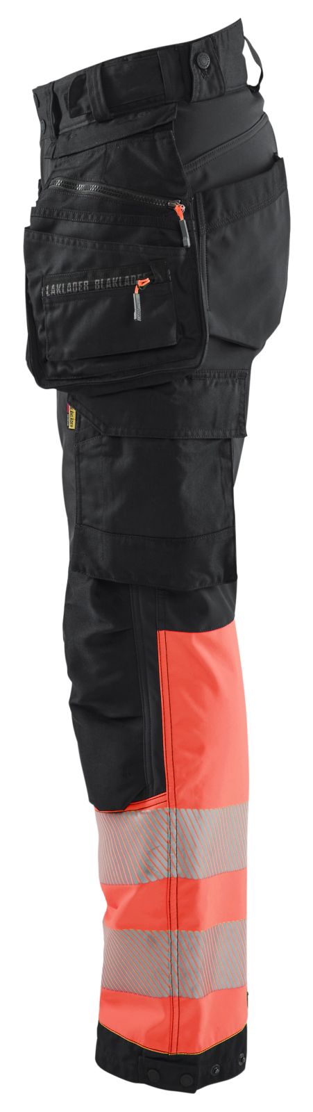 Blaklader High Vis Werkbroeken 71142513 dames HiVis waterdicht zwart-fluo rood(9955)