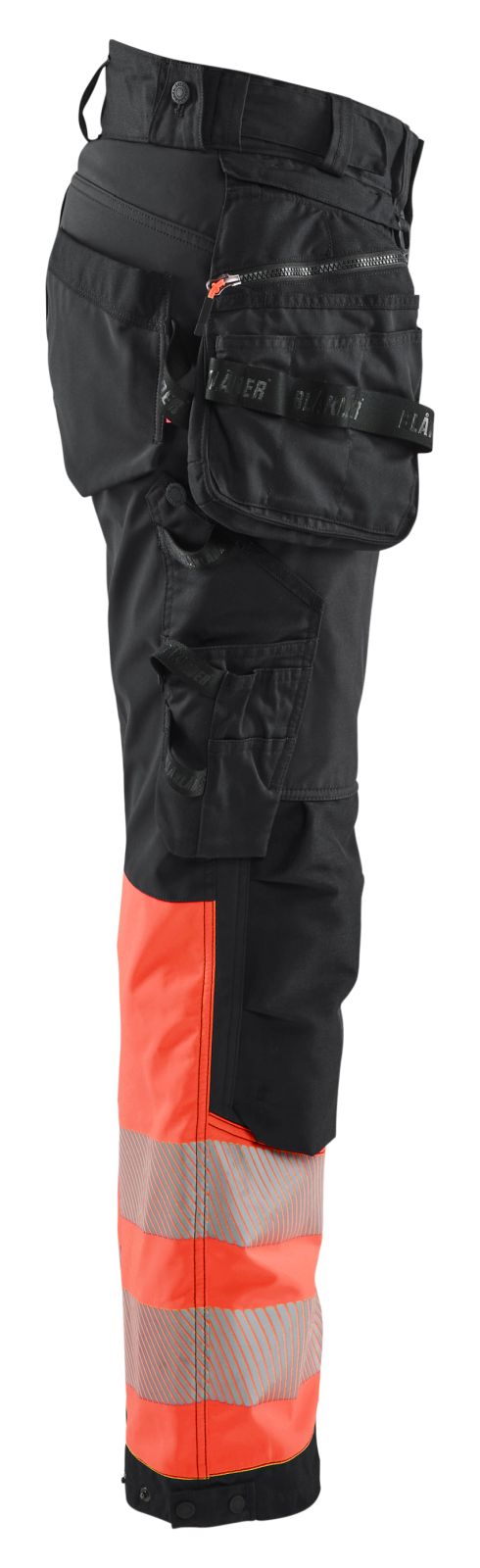 Blaklader High Vis Werkbroeken 71142513 dames HiVis waterdicht zwart-fluo rood(9955)