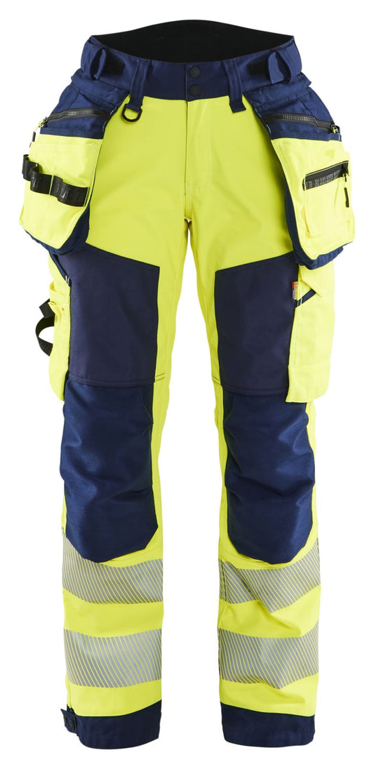 Blaklader High Vis Werkbroeken 71182513 dames softshell HiVis waterdicht fluo geel-marineblauw(3389)