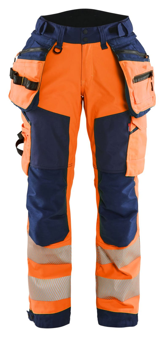 Blaklader High Vis Werkbroeken 71182513 dames softshell HiVis waterdicht fluo oranje-marineblauw(5389)