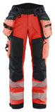 Blaklader High Vis Werkbroeken 71182513 dames softshell HiVis waterdicht fluo rood-zwart(5599)