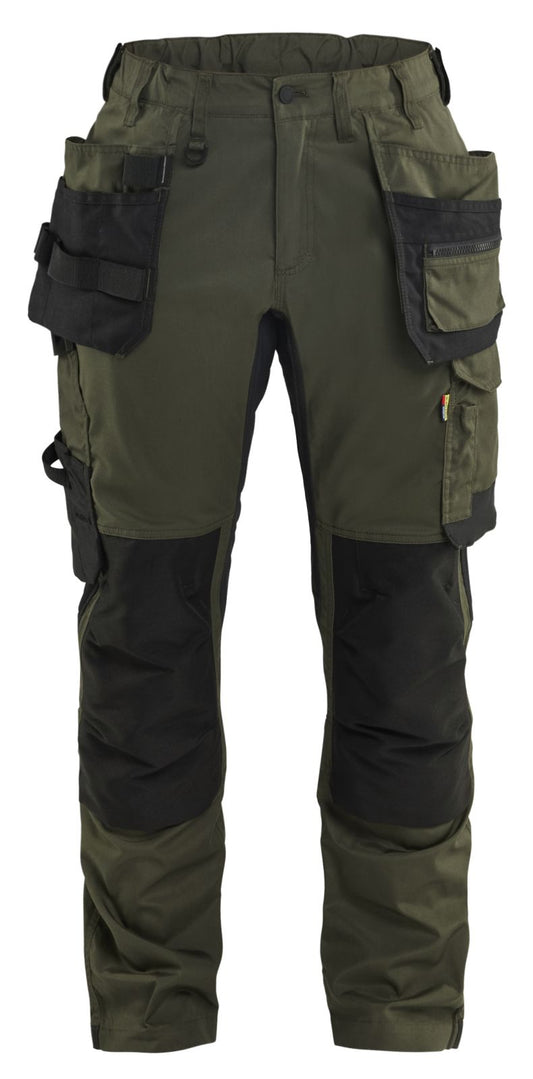 Blaklader Dames 2-weg stretch Werkbroek 71321832 2-weg stretch gereedschapszakken donker herfstgroen-zwart(4298)