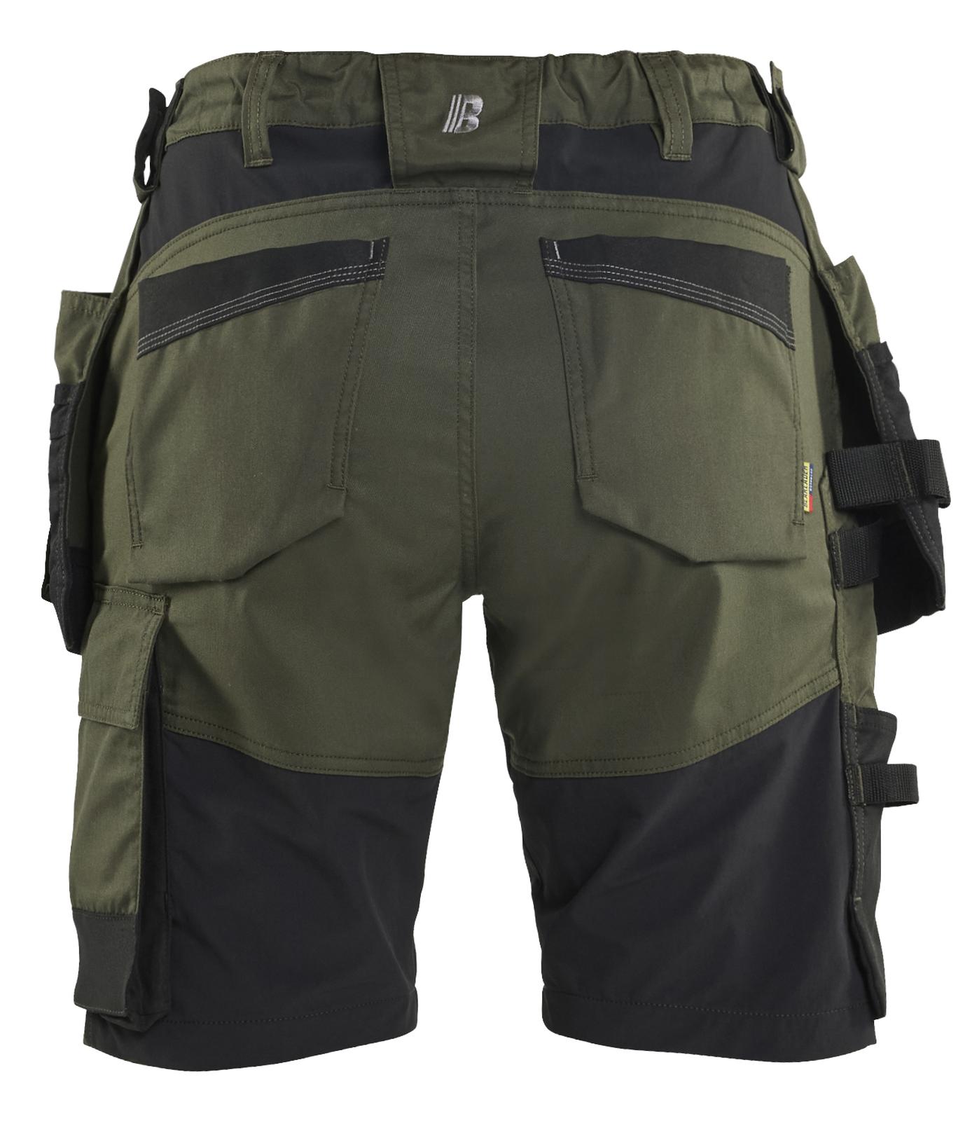 Blaklader Dames Short 71331832 2-weg stretch gereedschapszakken donker herfstgroen-zwart(4298)