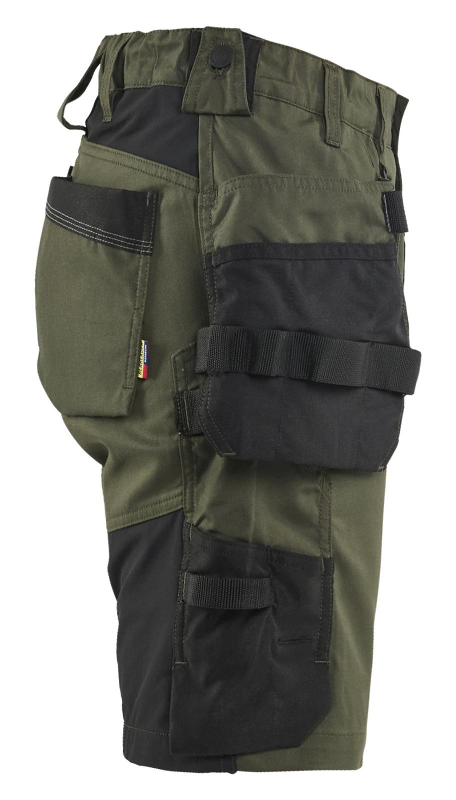 Blaklader Dames Short 71331832 2-weg stretch gereedschapszakken donker herfstgroen-zwart(4298)