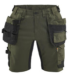 Blaklader Dames Short 71331832 2-weg stretch gereedschapszakken donker herfstgroen-zwart(4298)