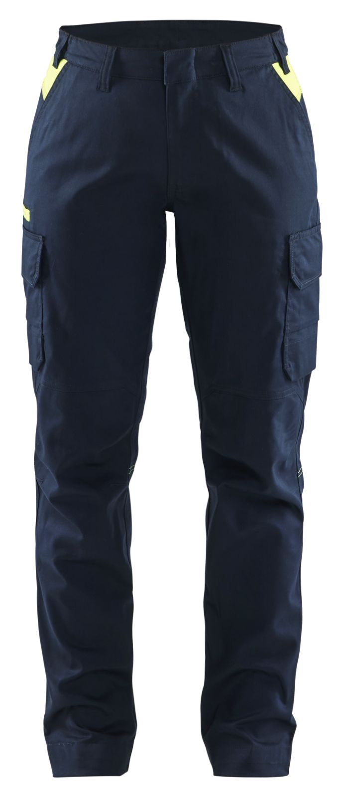 Blaklader Industrie Dames Werkbroeken 71441832 stretch donker marineblauw-fluo geel(8633)