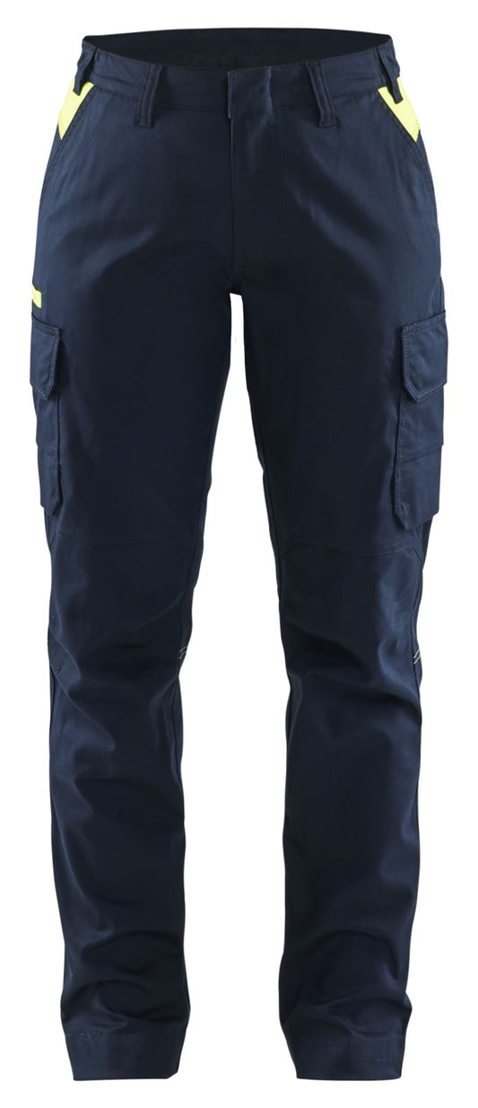 Blaklader Industrie Dames Werkbroeken 71441832 stretch donker marineblauw-fluo geel(8633)