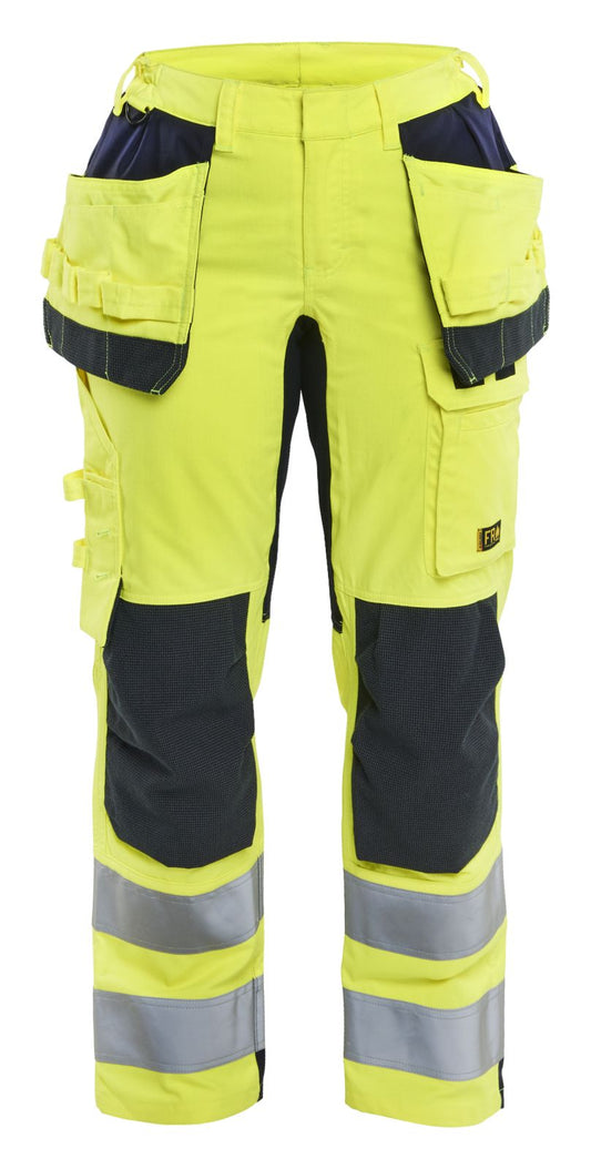 Blaklader Vlamvertragend Multinorm Werkbroek 71451512 stretch gereedschapszakken inherent vlamwerend antistatisch HiVis dames fluo geel-marineblauw(3389)