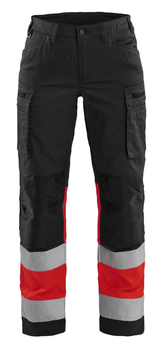 Blaklader High Vis Werkbroeken 71611811 HiVis stretch zwart-fluo rood(9955)