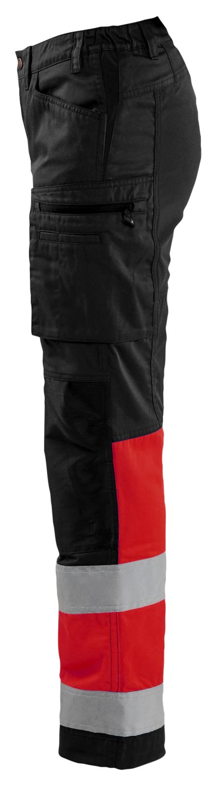Blaklader High Vis Werkbroeken 71611811 HiVis stretch zwart-fluo rood(9955)