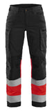 Blaklader High Vis Werkbroeken 71611811 HiVis stretch zwart-fluo rood(9955)