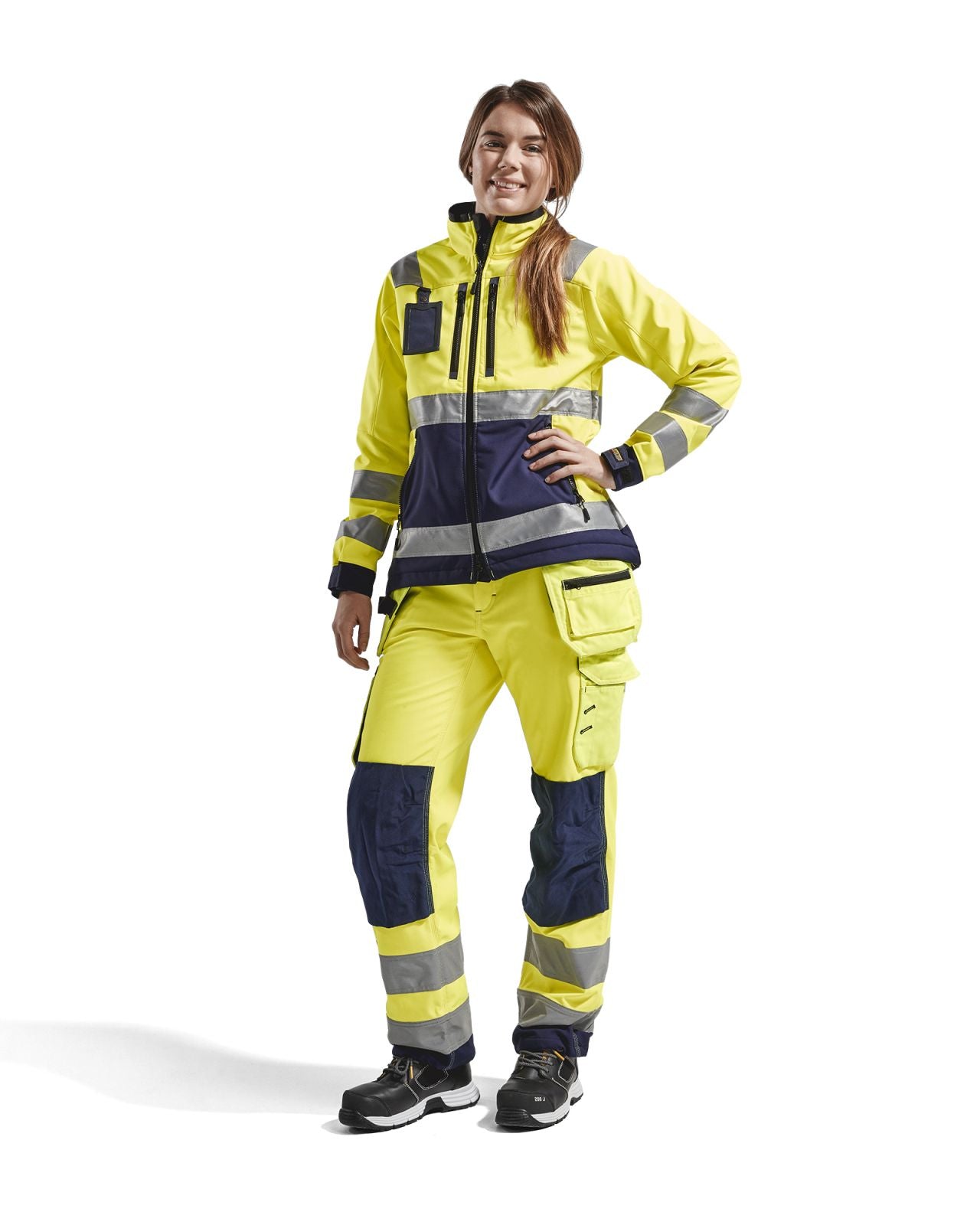 Blaklader High Vis Dames Werkbroeken 71672517 softshell fluo geel-marineblauw(3389)