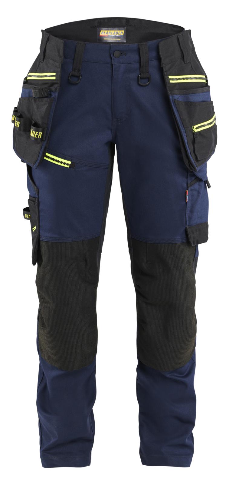 Blaklader Dames Striker Werkbroek 71701149 stretch donker marineblauw-fluo geel(8633)