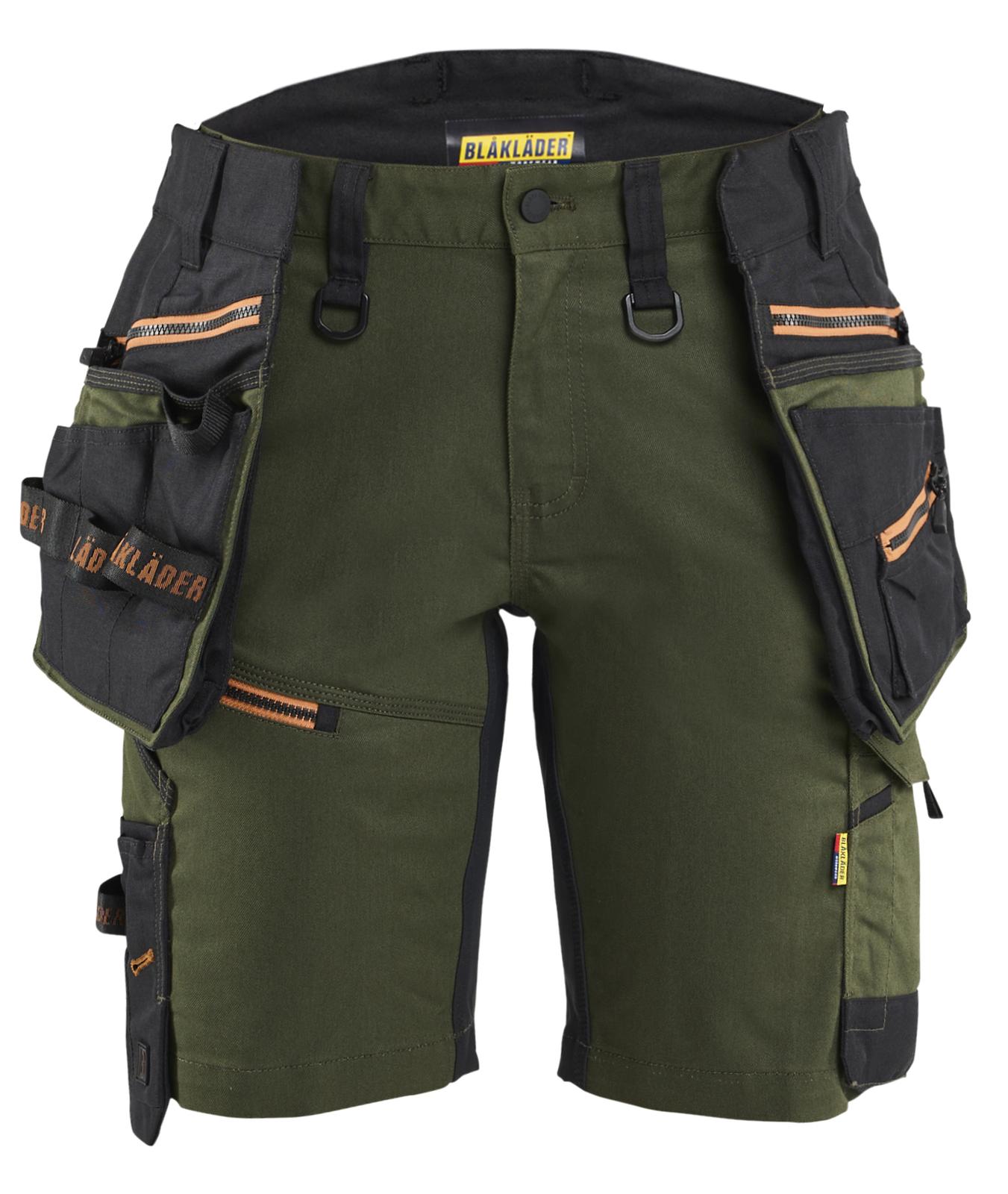 Blaklader Dames Striker Short 71751149 2-weg stretch afneembare gereedschapszakken woudgroen-roestbruin(4240)