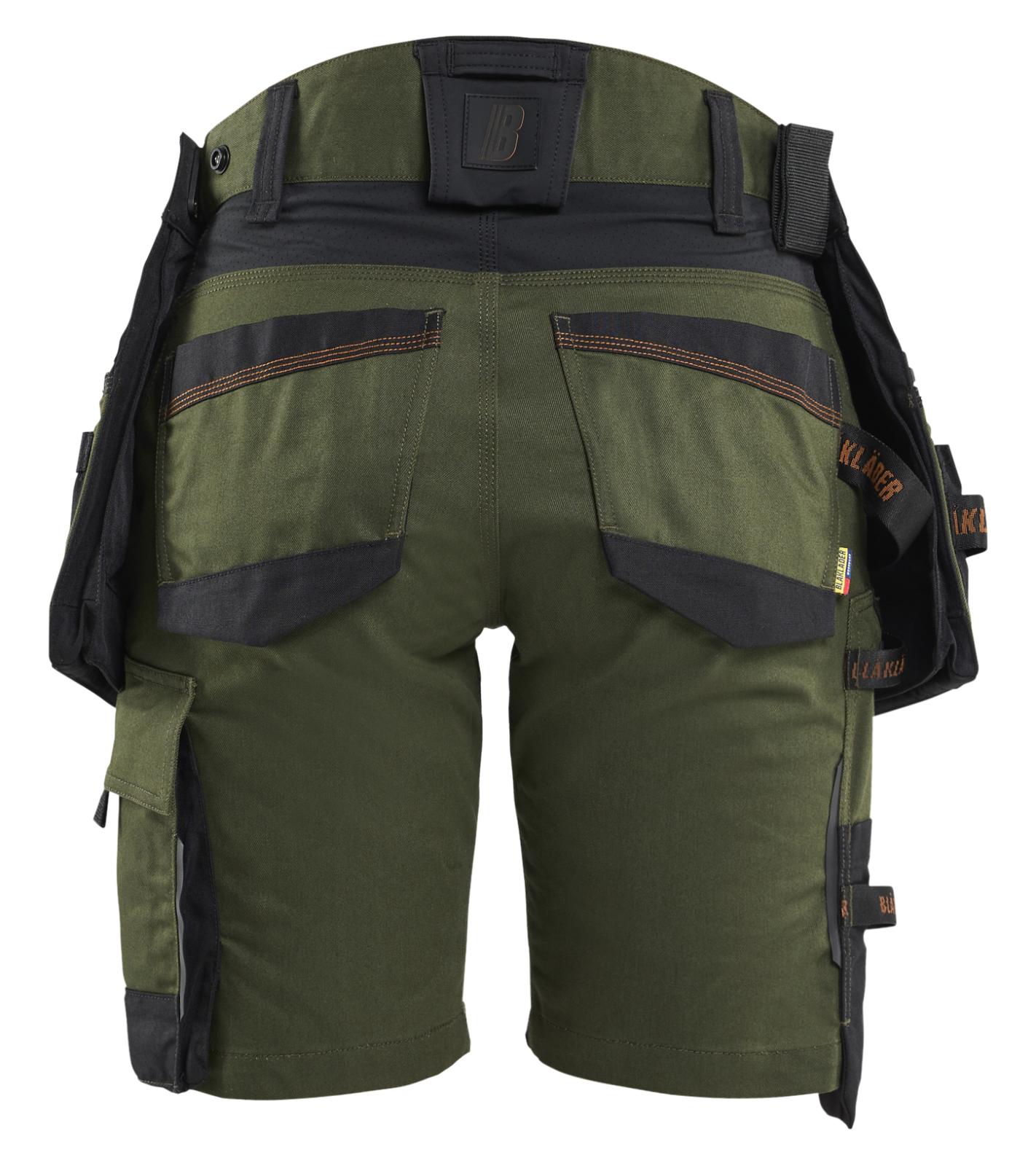 Blaklader Dames Striker Short 71751149 2-weg stretch afneembare gereedschapszakken woudgroen-roestbruin(4240)