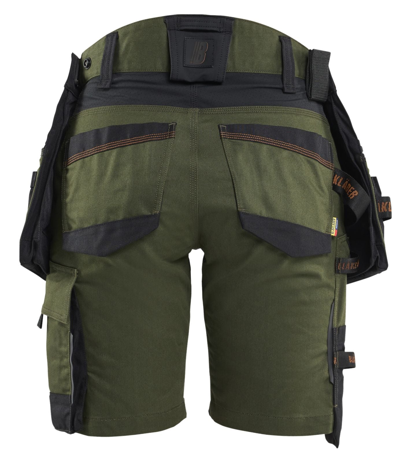 Blaklader Dames Striker Short 71751149 2-weg stretch afneembare gereedschapszakken woudgroen-roestbruin(4240)