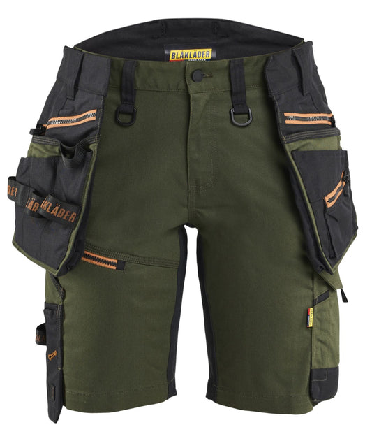 Blaklader Dames Striker Short 71751149 2-weg stretch afneembare gereedschapszakken woudgroen-roestbruin(4240)