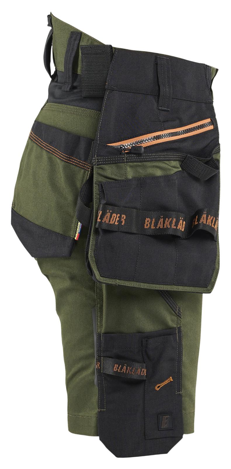 Blaklader Dames Striker Short 71751149 2-weg stretch afneembare gereedschapszakken woudgroen-roestbruin(4240)
