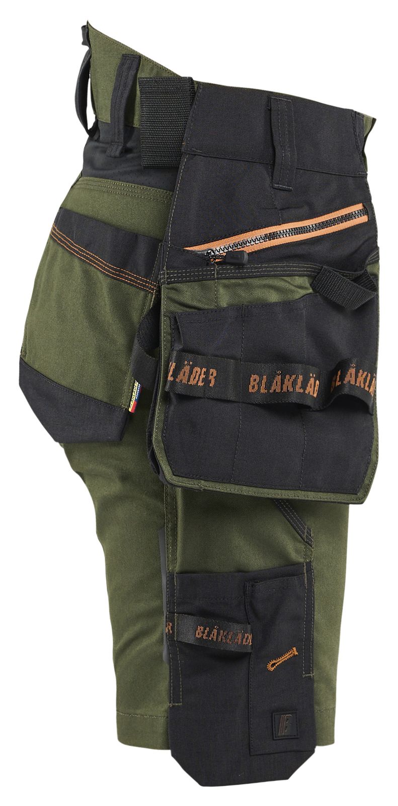 Blaklader Dames Striker Short 71751149 2-weg stretch afneembare gereedschapszakken woudgroen-roestbruin(4240)